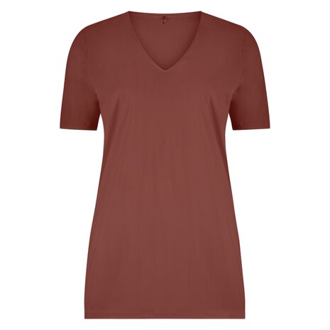 Plus Basics T-shirt met ronde hals in de kleur cacao